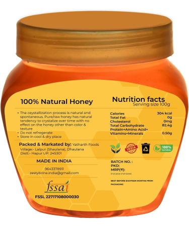 Zesty Brine 100% Pure Indian Forest Honey Daily Wellness Support Rich Cream with No Sugar Organic Honey (1kg Forest) - Buy Online on GoSupps.com