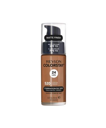 Revlon Colorstay Liquid Foundation Makeup for Combination/Oily Skin SPF 15 Longwear Medium-Full Coverage with Matte Finish Cocoa (520) 30 ml 520 Cocoa 30 ml (Pack of 1)
