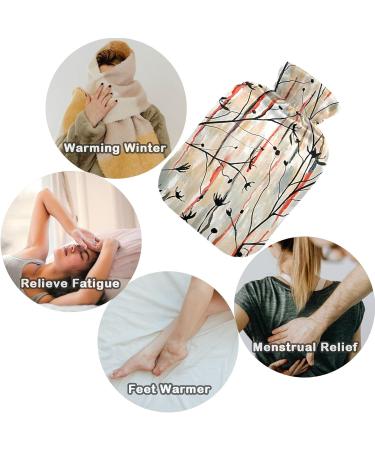 Naanle Flowers Leaves Stripes Heat Bottle - 1L Transparent Hot Water Bottle with Cover for Pain Relief Bed Warmer & Cold Therapy - Buy Online on GoSupps.com