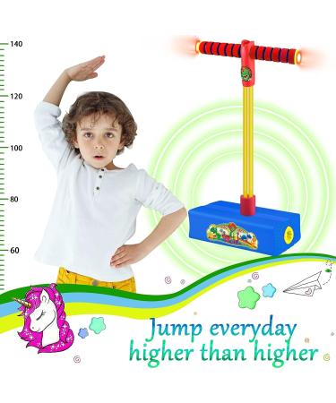 Ynanimery Foam Pogo Jumper for Kids 3-7 Years - Dinosaur & Unicorn Theme, Light-Up Stick | Birthday Toy for Toddlers - Blue - Buy Online on GoSupps.com