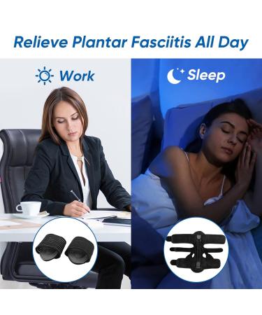 LISTENJIALE Plantar Fasciitis Night Splint - 2 Pack with Arch Support & 3 Adjustable Straps - Relief Brace for Foot Drop, Achilles Tendonitis (Black) - Buy Online on GoSupps.com