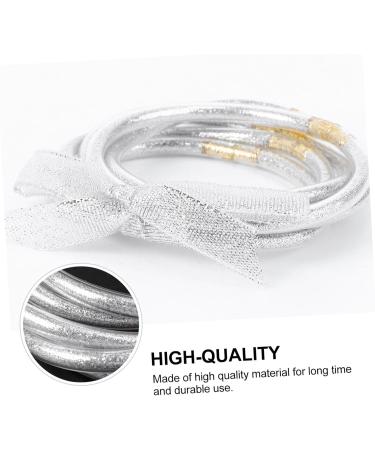 NUOBESTY 1pc Ribbon Glitter Bracelet Bowknot Jelly Bangle Glitter Bowknot Bracelets Pulseras De Mujer Jelly Bracelets for Girls Jewelry Bangles Purple Guitar String Gorgeous Resin Women's 7.5x7.5cm Silver - Buy Online on GoSupps.com