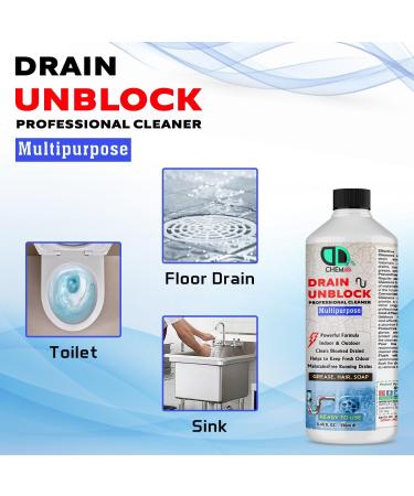 Drain Unblocker Powerful Effectively Removes Blockages Liquid Cleaner Kitchen Sink Unblocker & Bathroom Sink Plug Hole Liquid & Hair Unblocker Sludge Remove from Showers Toilet Clean (1000ml) - Buy Online on GoSupps.com