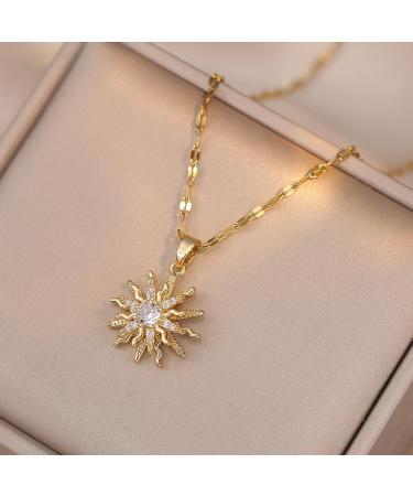 OralGos Rotating Cubic Zirconia Flower Pendant Necklace | Adjustable Choker Fashion Jewelry - International Shipping - Buy Online on GoSupps.com