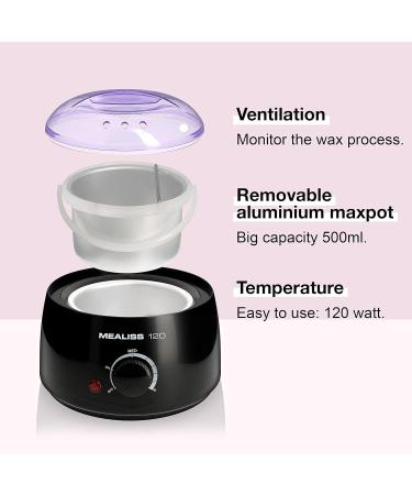 Mealiss 120 Deluxe XXL Waxing Kit - Professional Wax Warmer 1kg Brazilian Wax 20 Spatulas & Care Oil - 1 Year Hot Wax Epilation - Buy Online on GoSupps.com