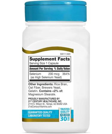 21st Century Selenium 200 mcg Capsules, 60 Count - Buy Online on GoSupps.com