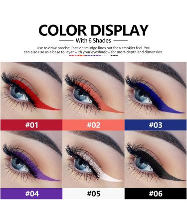 Anglicolor 6 Colors Colorful Eyeliner Matte Liquid Eyeliner Set Waterproof Long Lasting Neon Eyeliner Pen Highly Pigmented Smudge-Proof Colorful Eyeliners for Wedding and Party (6 Colors) - Buy Online on GoSupps.com