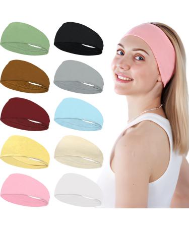Midodo Sport Women and Men's headband hair band for youthful women slippery wicking stretch headband for sports yoga dancing running cycling 10 pieces