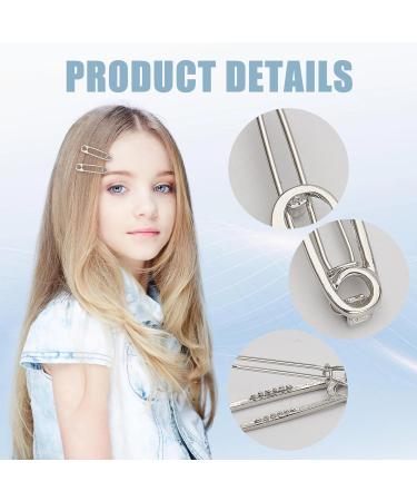 NICENEEDED Hair Pins Hair Clips Alloy Safety Pin Shape Hairpin Barrettes Metal Vintage Charms Hip Hop Jewelry Hair Accessories 90s Aesthetic Gifts Snap Clip Silver Hairdressing Tool for Women Girls - Buy Online on GoSupps.com