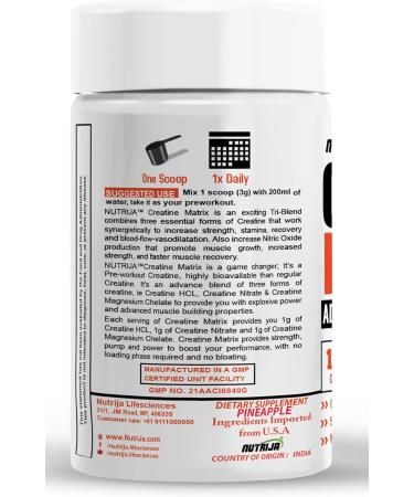 Buy CREATINE Matrix - Premium Creatine HCL Nitrate & Magnesium Chelate Blend - 100g Pineapple Flavor - Fast International Shipping - Buy Online on GoSupps.com
