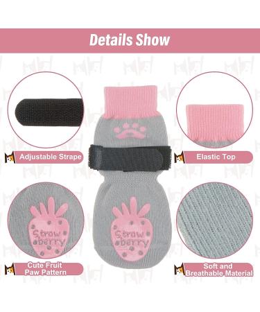 BEAUTYZOO Anti-Slip Dog Socks | Non Skid Paw Protector for Dogs | Traction Control for Hardwood Floors | Small to Large Sizes | Indoor Wear | S/M Strawberry Pink - Buy Online on GoSupps.com