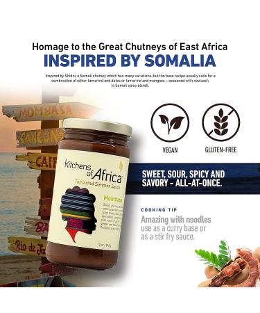 Tamarind Sauce (12 oz) - Bold African Simmer Sauce with Tamarind, Dates & Exotic Spices - Vegan & Gluten-Free - Ideal for Stir Fry - Kitchens of Africa - Buy Online on GoSupps.com