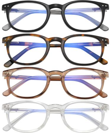 4 Pack Small Blue Light Blocking Reading Glasses for Women & Men - Spring Hinge Oval Readers in 147 Mixed Colors - 2.25x Magnification - Buy Online on GoSupps.com