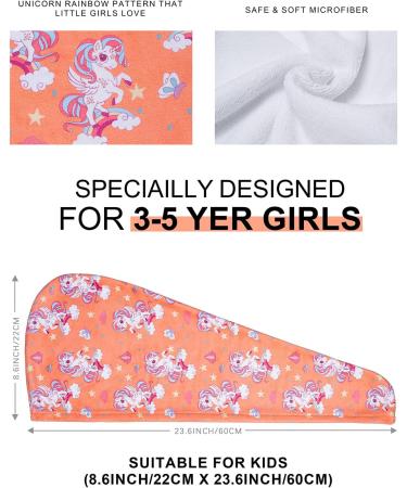 Meetrue Unicorn Hair Turban for Girls - 3 Pack Microfiber Fast-Dry Towels (Purple Orange White) - Super Absorbent Kids' Towel (Ages 3-5) - Buy Online on GoSupps.com