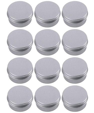 0.5 Ounce Aluminum Tin Jar Refillable Containers 15 ml Aluminum Screw Lid Round Tin Container Bottle for Cosmetic ,Lip Balm, Cream, 12 Pack.