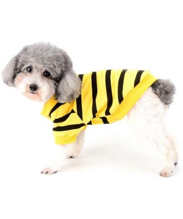 Zweitea Soft Cotton Dog Shirts for Small Dogs - Striped Summer T-Shirts & Heart Sweatshirts for Puppies - Dark Yellow XS - Buy Online on GoSupps.com