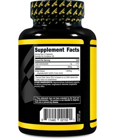 Primaforce Shilajit 120 Capsules (1000mg) - with Naturally Occurring Fulvic Acid 60 Servings - Buy Online on GoSupps.com