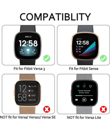 Tobfit Metal Bands for Fitbit Versa 3/Sense with 2 x TPU Screen Protectors - Black & Silver Large - Buy Online on GoSupps.com