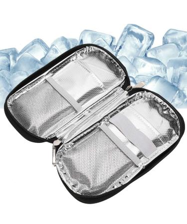 Insulin Cooler Bag Insulin Cooler Travel Bag Multi Layer Design Zippered Insulin Pouch Made of Oxford Fabric Lightweight and Portable(Safflower on Black)