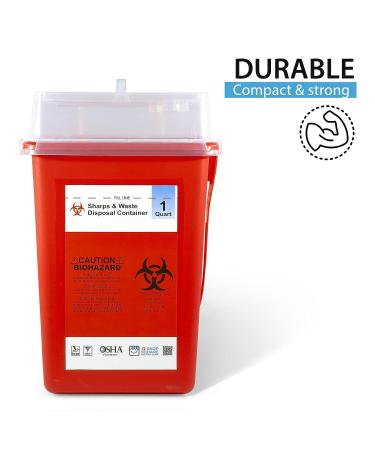 Sharps Container for Safe Needle Disposal - 1 Quart, 1 Pack | Home Biohazard Waste Container - Buy Online on GoSupps.com