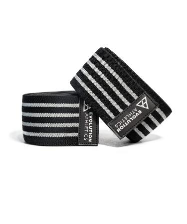 Evolution Athletics Wraps and Straps for Weightlifting, Powerlifting or Strength Training 2.0m L x 3" W Knee Wraps Black and Gray