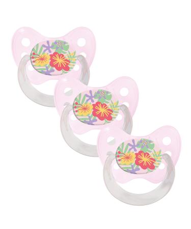 Dentistar Silikon Schnuller 3 Set- Size 1 Schnuller 0-6 months- tooth and jaw-friendly nipple with dental level- BPA-free- Made in Germany- Flowers pink - Buy Online on GoSupps.com