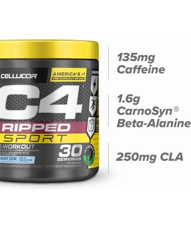 C4 Ripped Sport Pre Workout Powder Arctic Snow Cone Informed-Choice Certified Preworkout Energy Supplement for Men & Women 246 g (Pack of 1) - Buy Online on GoSupps.com