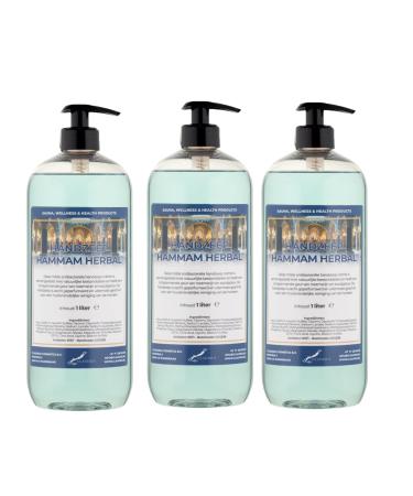 Claudius Hammam Herbal Hand Soap 1L - Transparent - Pack of 3 - With Pumps