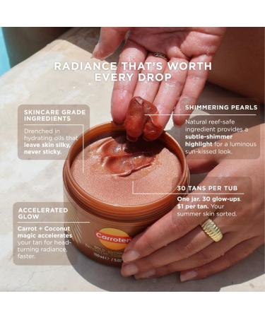 Carroten Gold Shimmer Tanning Gel | Browning Tan Accelerator | Non-Greasy Water-Resistant with Carrot & Coconut Oil | Vitamin A & E For Moisture & Hydration | 5 Fl Oz (Pack of 2) Shimmer 2PK - Buy Online on GoSupps.com