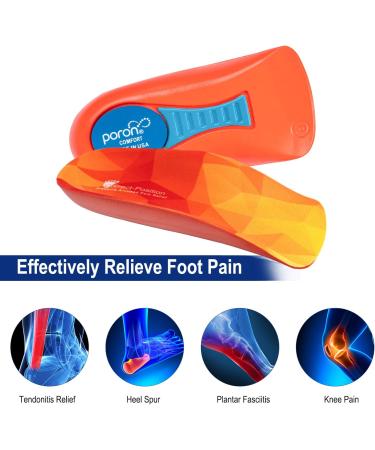 Correct-Position Orthotic Insoles for Plantar Fasciitis Relief | Arch Support for Overpronation & Flat Feet | Reduce Heel, Knee & Back Pain | 3/4 Length | 1 Pair Red Foam+Orange Fabric | Women 9-11 / Men 7-13 - Buy Online on GoSupps.com
