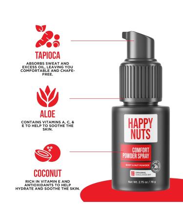Happy Nuts Comfort Powder Spray: Anti-Chafing & Mens Deodorant Aluminum-Free Sweat and Odor Control for Jock Itch Groin and Men's Private Parts (1 Pack Fragrance-Free) Fragrance-Free 2.75 Ounce (Pack of 1) - Buy Online on GoSupps.com
