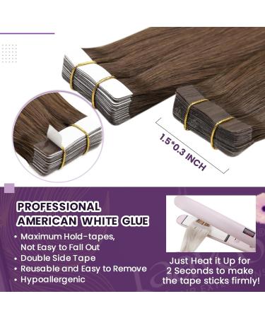 Buy Laavoo Ombre Brown Real Hair Tape Extensions | Seamless Natural #6/8/14 - 50g 45.72cm - Buy Online on GoSupps.com