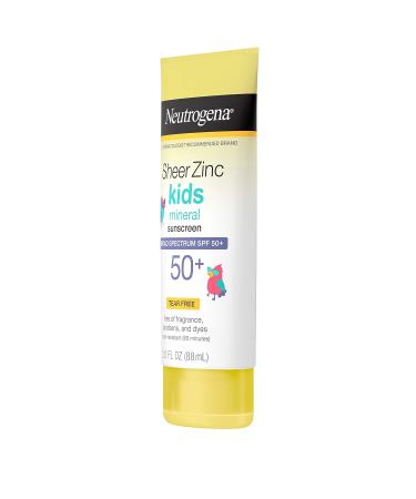 Neutrogena Sheer Zinc Oxide Kids Mineral Sunscreen Lotion, Broad Spectrum SPF 50+ with UVA/UVB Protection, Water-Resistant for 80 Minutes, Paraben-, Dye-, Fragrance- & Tear Free, 3 fl. oz NEUTROGENA SHEER ZINC 3 Fl Oz (Pack  - Buy Online on GoSupps.com