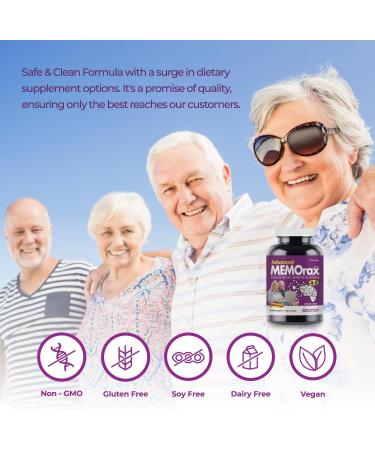 Memorax 4.0 - Brain Supplement - Bacopa Monnieri Ginkgo Biloba Rhodiola GABA Reishi and Panax Ginseng - Supports Cognitive Function & Memory Non-GMO Gluten Free Soy & Dairy Free (60 Veggie Capsules) - Buy Online on GoSupps.com