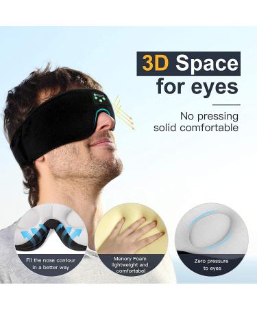 Bluetooth Sleep Mask with Ultra Thin Speakers - Boodlab 3D Wireless Headphones for Sleeping, Insomnia, Meditation, and Travel - Washable Black Mask, Ideal Gift for Men and Women - Buy Online on GoSupps.com