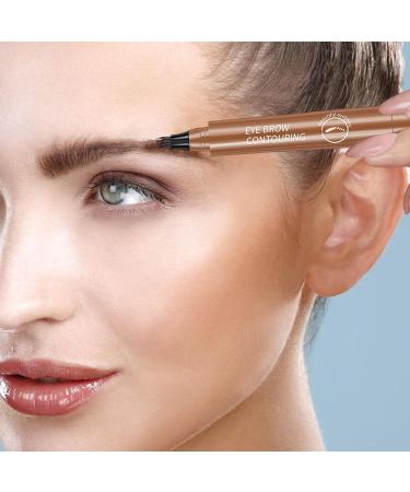 Liquid Eyebrow Pencil Brow Pencil with Fork Tip 4 Point Waterproof Eyebrow Pencil No Smudge Liquid Brow Quick Dry EyeLiner for Long Lasting Light Brown - Buy Online on GoSupps.com
