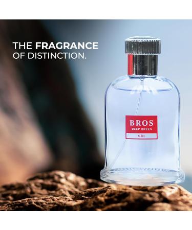 Bros Deep Green Sensual Woody Fragrance for Men | Long Lasting Cologne Aromatic Scent Eau de Parfum Natural Spray - Great Holiday Gift 3.4 Fl Oz/100 Ml - Buy Online on GoSupps.com