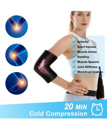 Luguiic Knee & Elbow Ice Pack Cold Compression Sleeve - Reusable Pain Relief Wrap for Meniscus, ACL, MCL, Bursitis - Medium Size - Buy Online on GoSupps.com