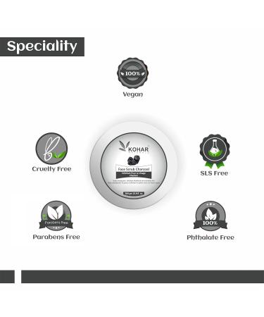 Charcoal Face & Body Exfoliating Scrub - Remove Oils Blackheads & Moisturize - 200g for Men & Women - Buy Online on GoSupps.com