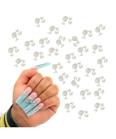 30 PCS 3D Head Nail Charms - Kawaii Metal Nail Decorations for Acrylic Nails (Silver)