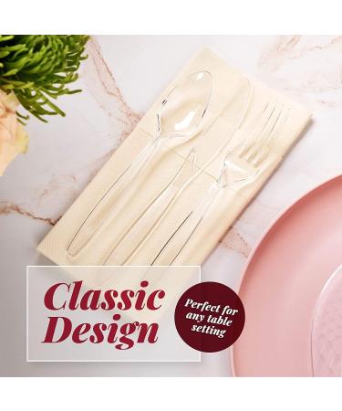100 Clear Plastic Knives | Heavy Duty Silverware Set | Elegant Disposable Cutlery | Bulk Pack of Fancy Utensils | Nice Disposable Flatware - Buy Online on GoSupps.com