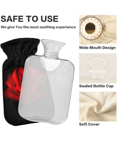 Hot Water Bottle 2L with Cover - Red Rose Design for Pain Relief | Hand & Feet Warmer for Winter - Buy Online on GoSupps.com