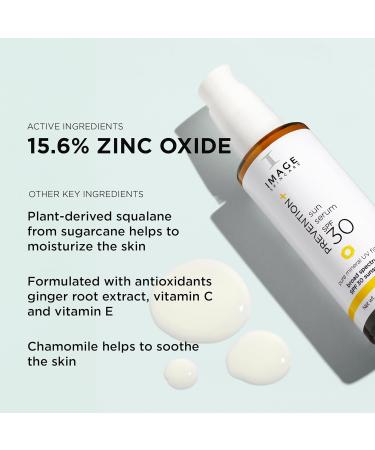 IMAGE Skincare PREVENTION+ Sun Serum SPF 30 | Mineral Sunscreen for Face Non Comedogenic Travel Size Wear Under Makeup - Buy Online on GoSupps.com