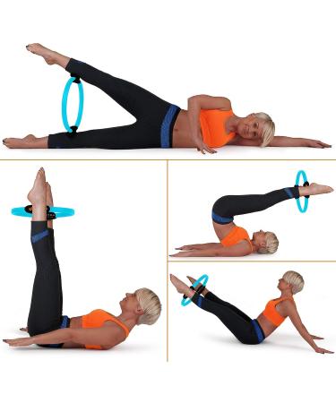 Magic Circle Pilates Ring & Thigh Exerciser Set - Yoga & Pilates Equipment for Home Workouts - Inner Thigh Toner for Slimmer Thighs - Turquoise Bag & Poster Included - Buy Online on GoSupps.com