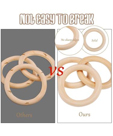 Rosewinec 20-Piece Baby Wooden Rings | Natural Wood Teether & DIY Craft Bracelet for Teething Relief (30/40/50/60/70mm) - Buy Online on GoSupps.com