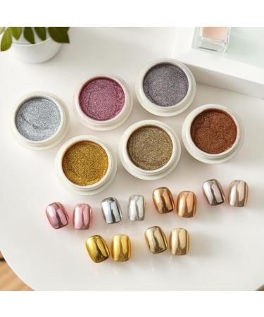  yztju Chrome Nail Powder Set - Shiny Chrome Dust Pearlescent Finish | Gel Nail Accessory Pack Glazed Donut Nail Look DIY Beauty Manicure - Buy Online on GoSupps.com