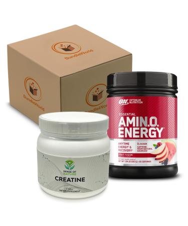 Optimum Nutrition Amino Energy 65 Servings - Fruit Fusion - with Green Tea BCAA Amino Acid Keto Friendly Green Coffee Extract and Sense of Nature Creatine 450G 90 Servings