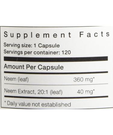 Organic Neem Leaf Capsules - 120 Count | 1500mg High Potency with Neem Leaf Extract - Buy Online on GoSupps.com