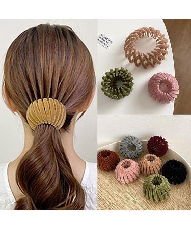 Buy 7pcs Lazy Bird's Nest Hair Clips | Expandable Bun Maker & Velvet Hair Accessories for Women & Girls - International Shipping Available - Buy Online on GoSupps.com