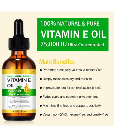  NIFEISHI Pure Vitamin E Oil for Skin and Hair 100% Natural 75 000 IU Moisturizes Repairs and Protects Non-greasy  - Buy Online on GoSupps.com